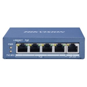 Networking Switch 4p Lan Gigabit Hikvision Ds-3e0505p-e/m 4p Poe + 1p Uplink - Desktop - Metallico- Qos - 35w
