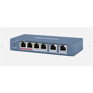 Networking Switch 4p Lan 10/100m Rj45 Poe + 2p 10/100m Rj45 Hikvision Ds-3e0106hp-e Unmanaged - 802.3af/at/bt - Metallico