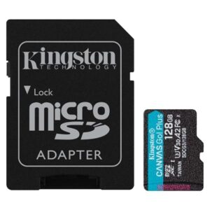 Memorie Flash Micro Secure Digital 128gb Sdcg3/128gb Class10 U3 V30 + Adattatore Read:170mb/s Write:70mb/s Canvas Go Plus Kingston